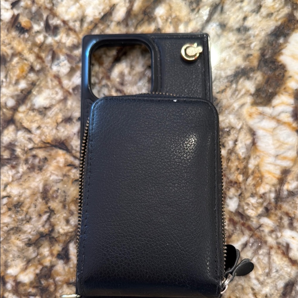 Black Leather Phone Case with Wallet